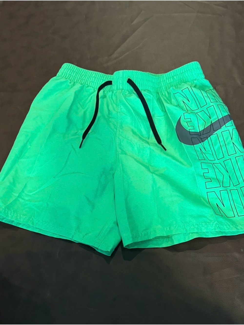 Nike Bright Green Boys' Athletic Shorts with Swoosh Print